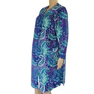 Paisley Zip Front Long Sleeve Quilted Polyester Robe Women's M Collections Etc